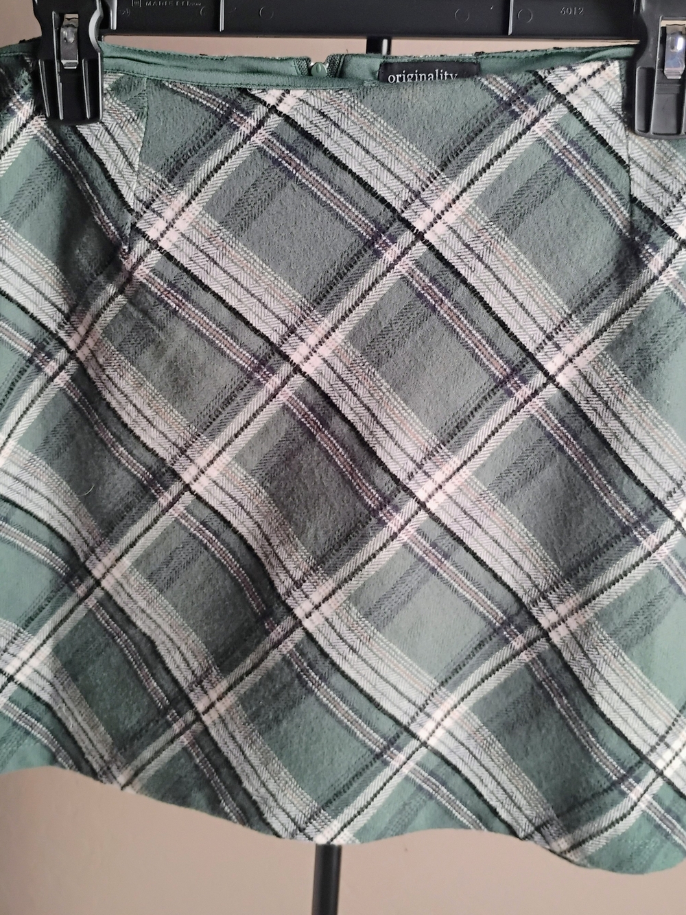 Originality Size XL Green Plaid A Line Skirt With Built In Shorts